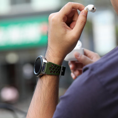 Lerobo Pulseira Silicone Samsung Galaxy Watch (Verde Exército/Preto)