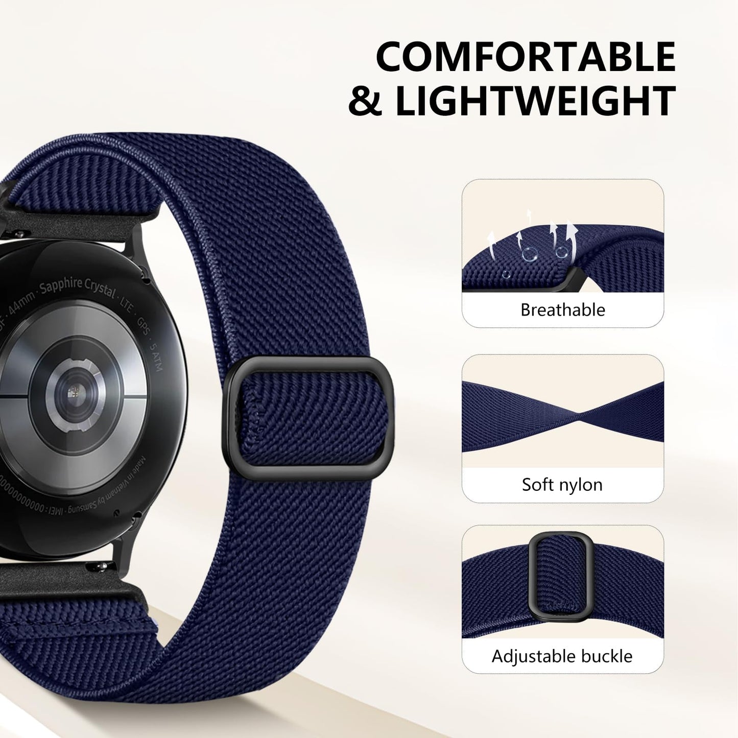 Lerobo 5 Pulseiras de Nylon p/ Samsung Galaxy Watch (cores variadas)