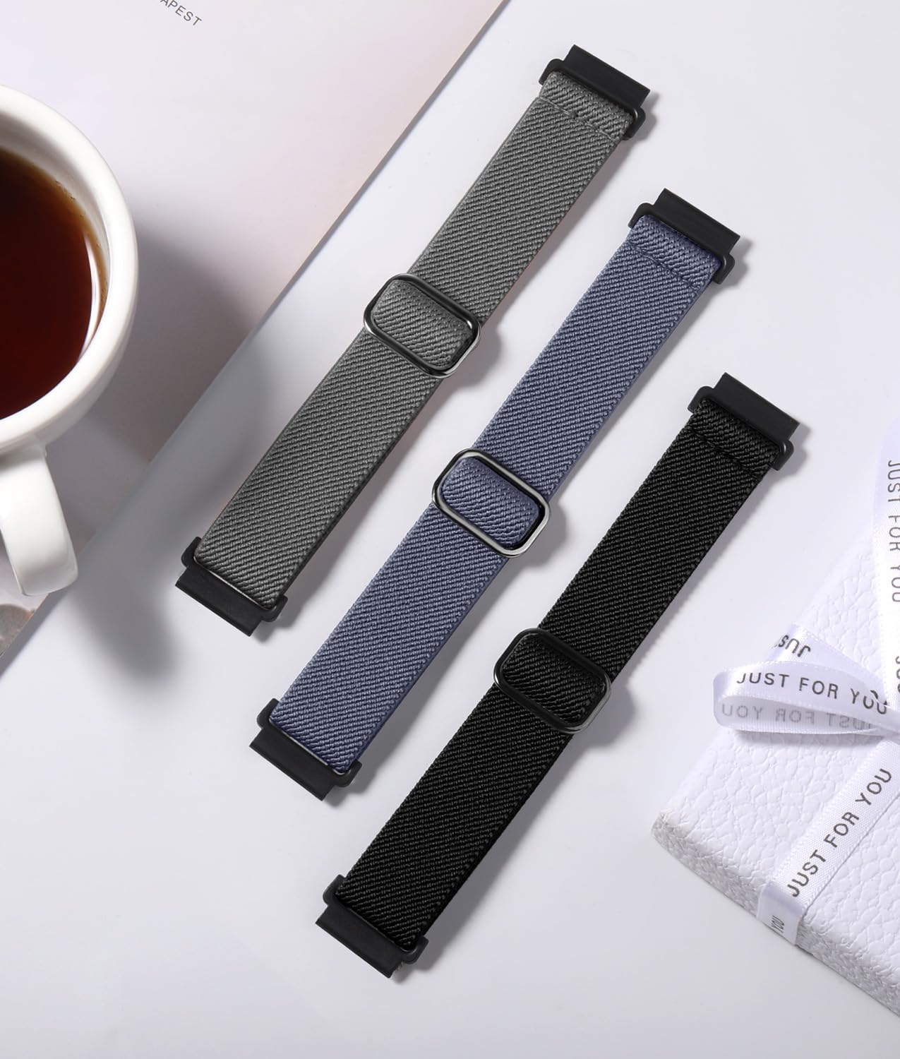 Lerobo 3 Pulseiras Elásticas Compatíveis com Galaxy Watch 20mm (Cinza Escuro/Azul Cinza/Preto)