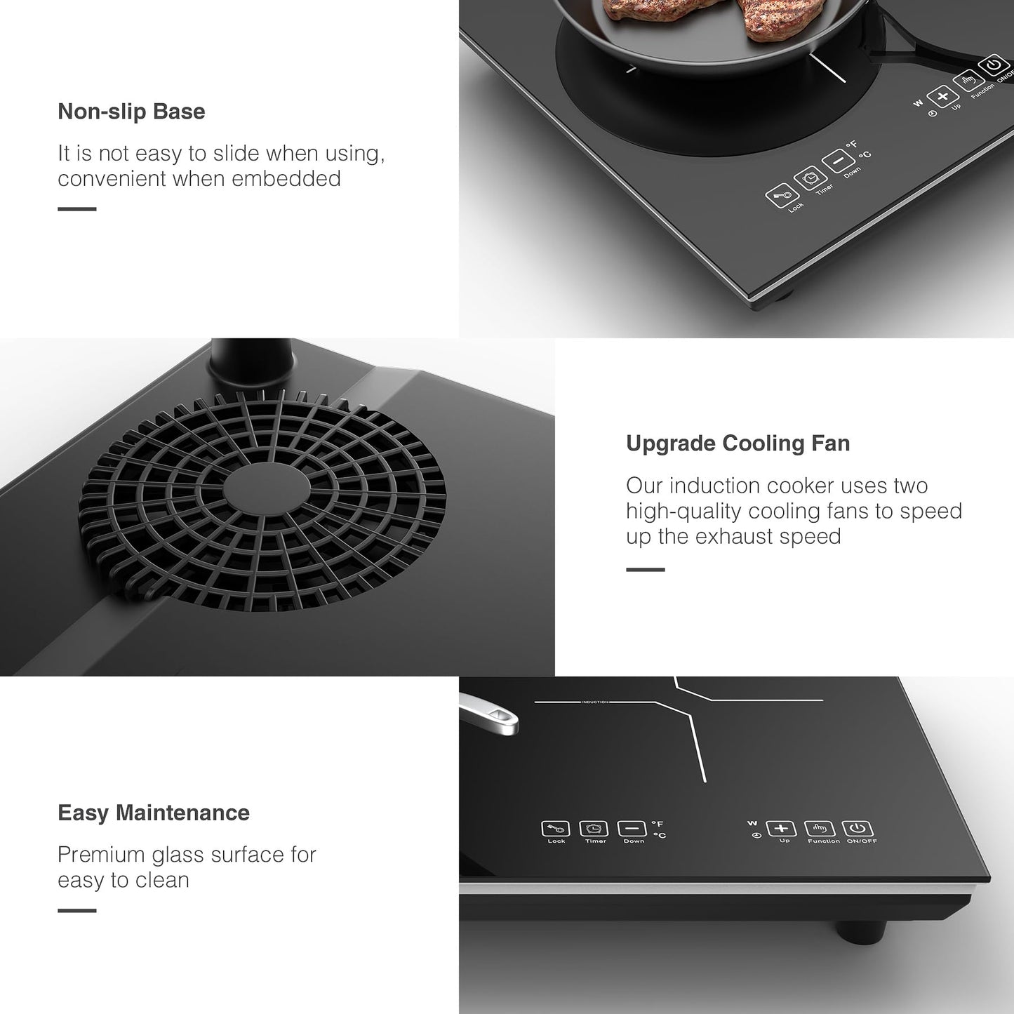 VBGK Cooktop de Indução Dupla 24" 4000W 2 Queimadores (Preto)