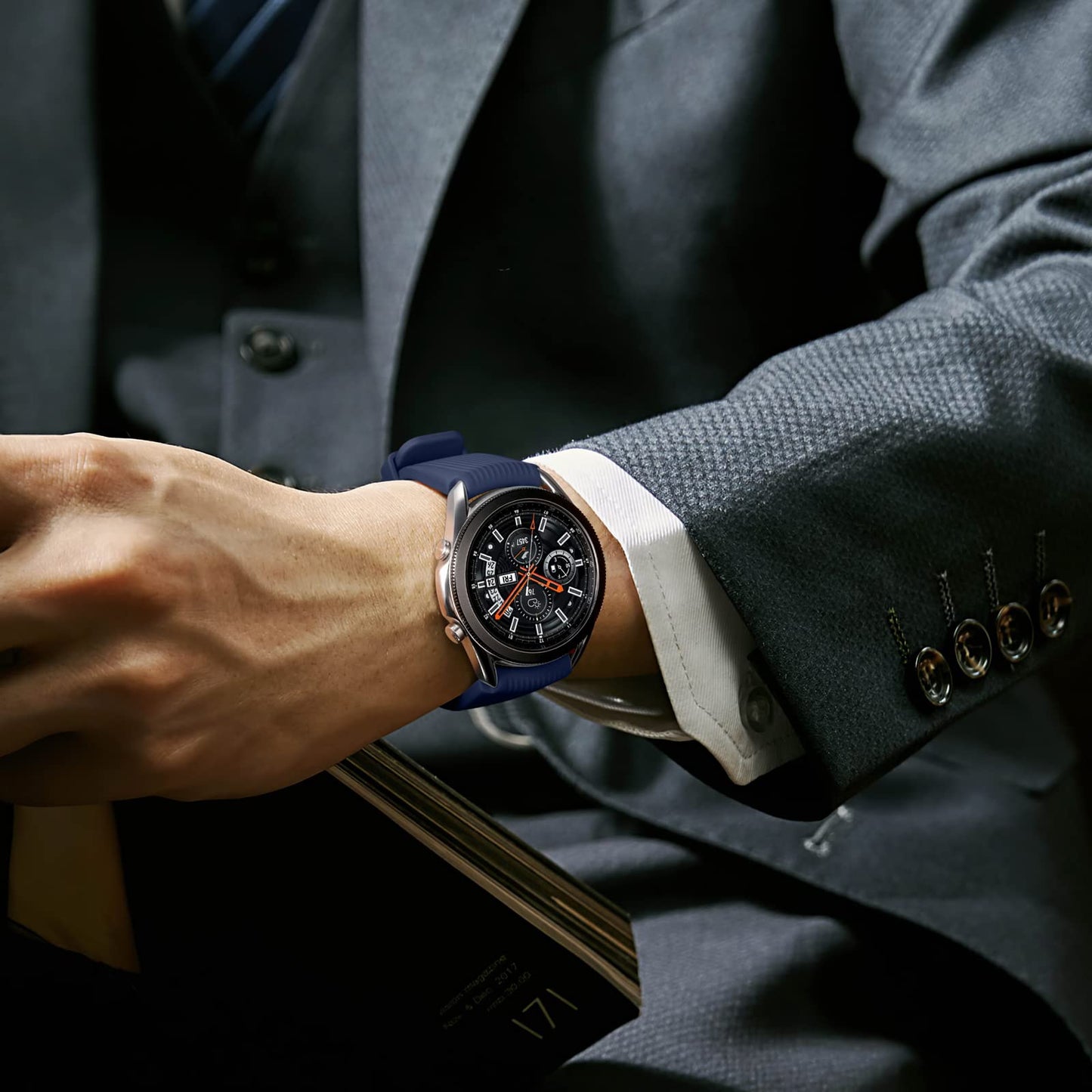 Lerobo Pulseiras para Samsung Galaxy Watch 3/46mm (Preto/Azul Marinho)