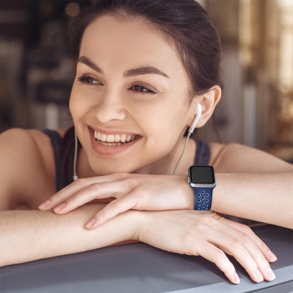 Lerobo Pulseira Esportiva Compatível com Apple Watch (Azul Yankees/Azul Claro)