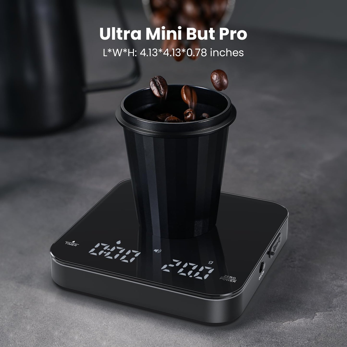Maestri House Mini Balança de Café com Temporizador, Recarregável (Preta)