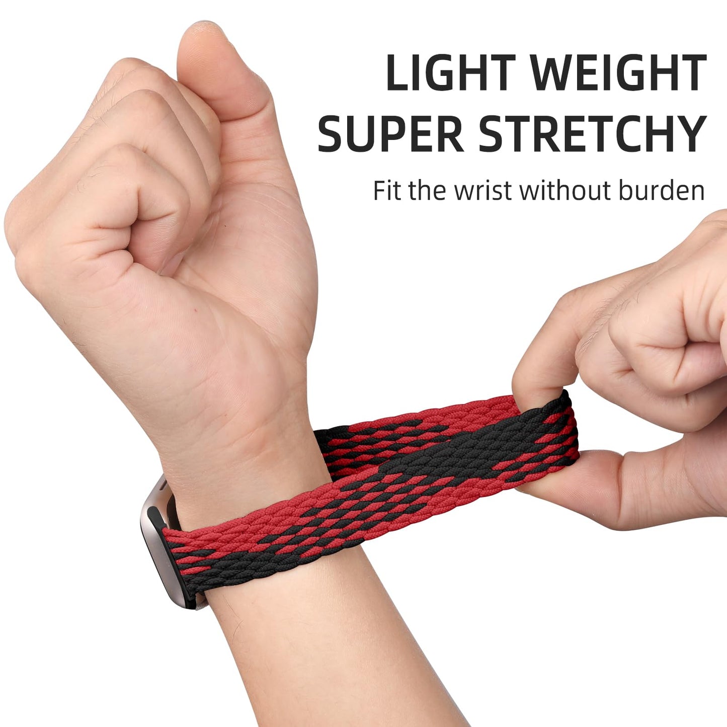 Lerobo 2 Pulseiras Nylon Apple Watch (Preto/Preto Vermelho)
