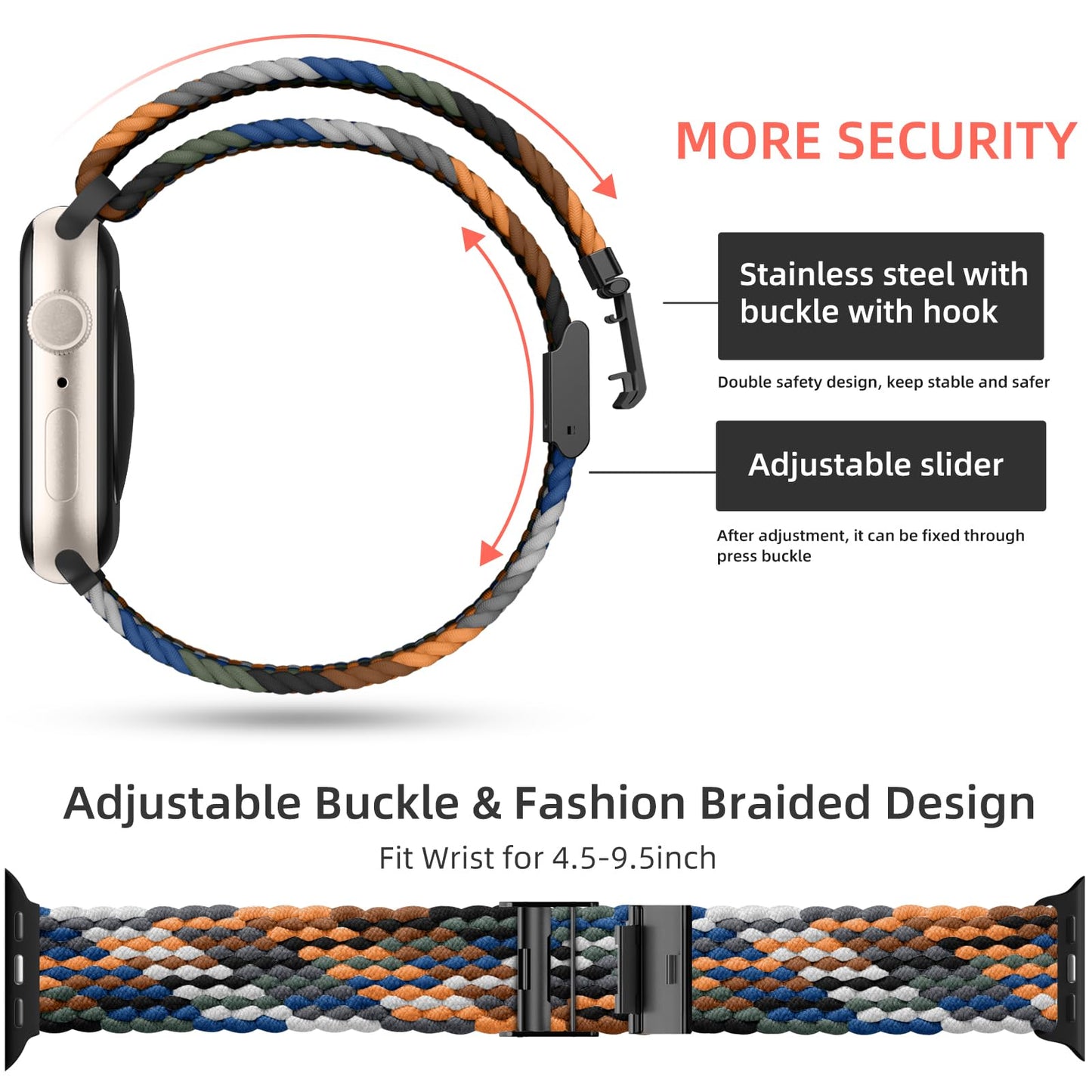 Lerobo 2 Pack Pulseiras Trançadas de Nylon para Apple Watch, 38-49mm (Black/Camouflage)