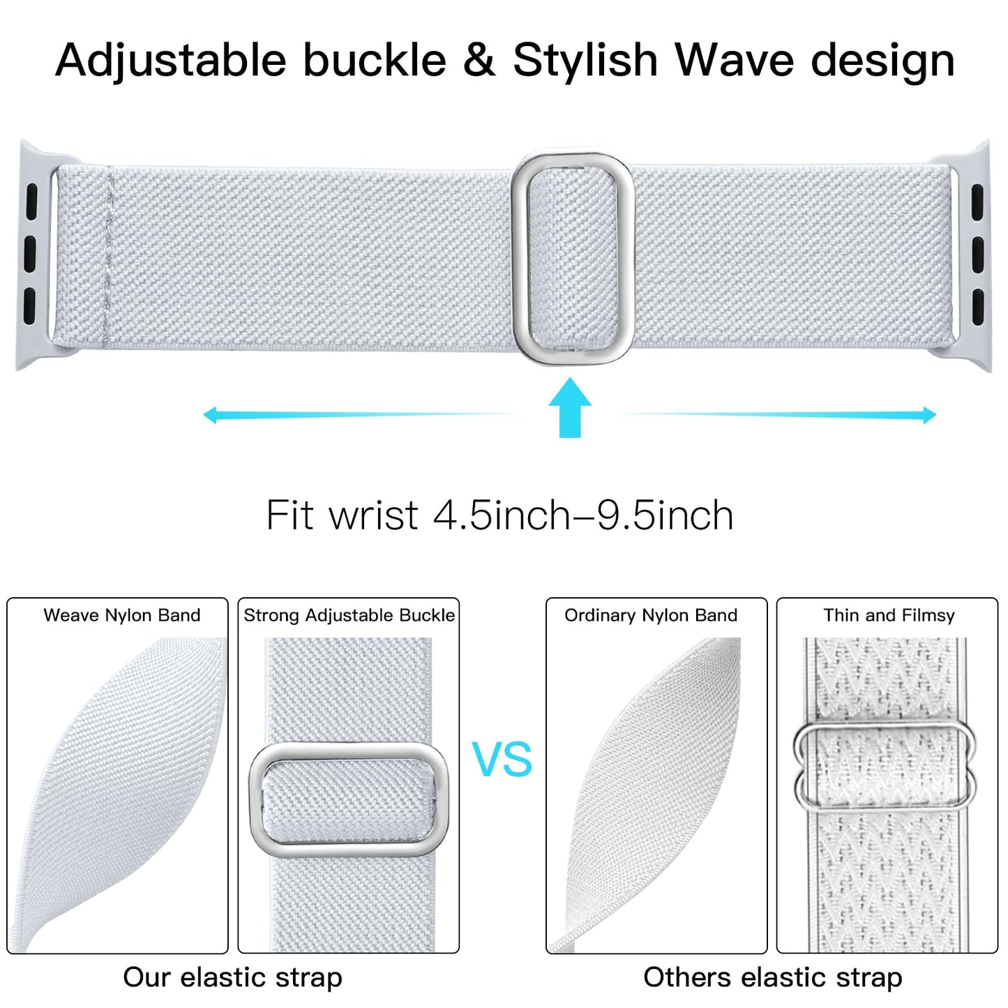 Lerobo Pulseira de Nylon Trançado para Apple Watch (Branco)