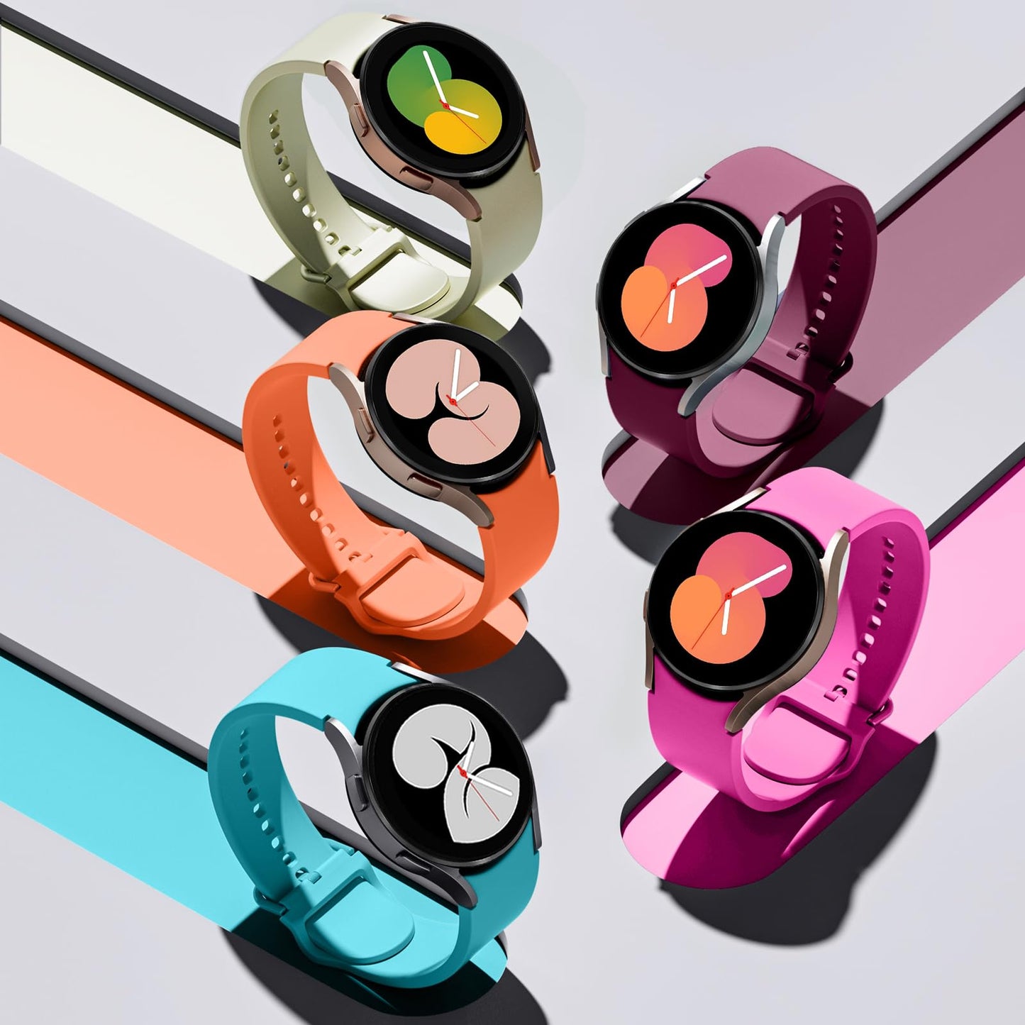 Lerobo 5 Pulseiras Compatíveis com Galaxy Watch 7/6/5/4 20mm (Coral/Ouro/Vinho/Rosa/Verde)