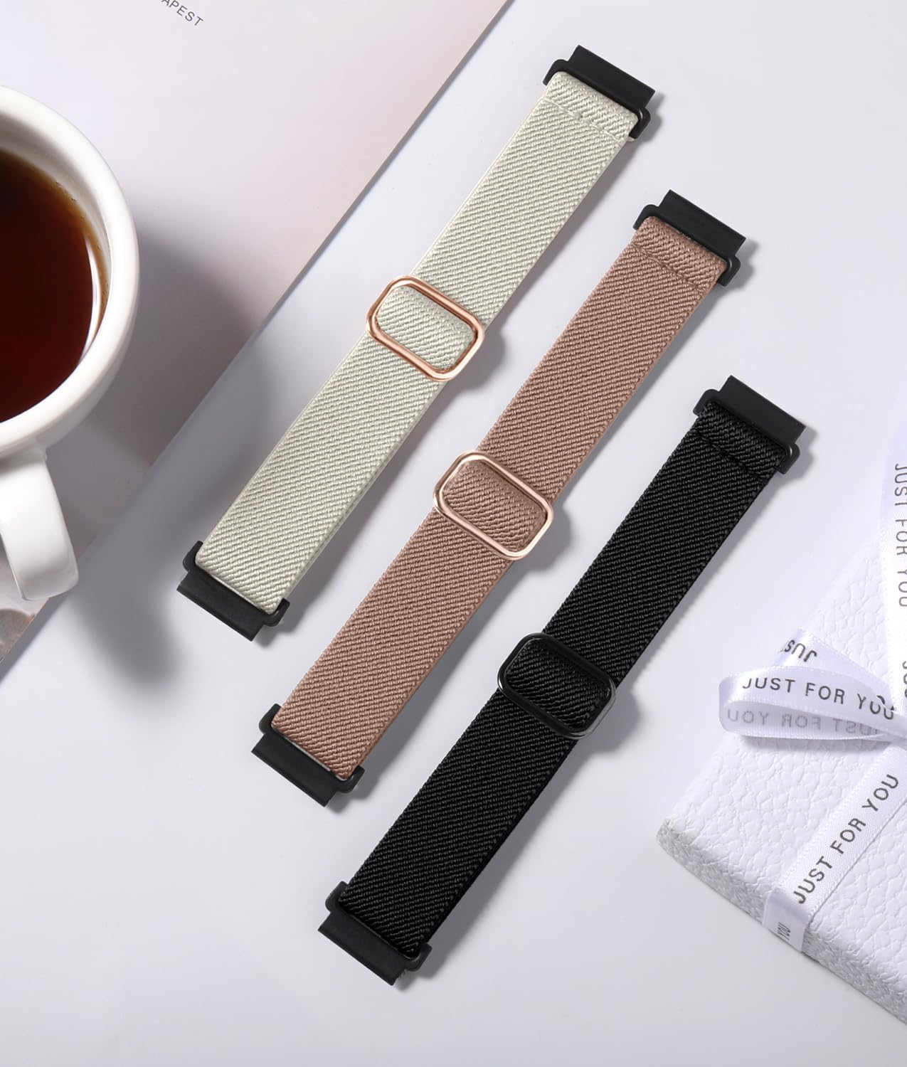 Lerobo 3 Pulseiras Elásticas Compatíveis com Galaxy Watch (Starlight/Rosa/Preto)