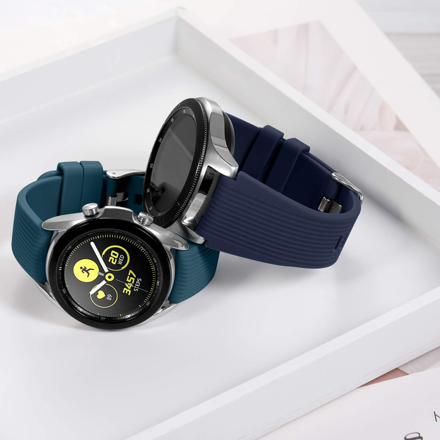 Lerobo 2 Pack Pulseiras Silicone 22mm p/ Galaxy Watch 3 45mm (Azul Marinho/Oceano)