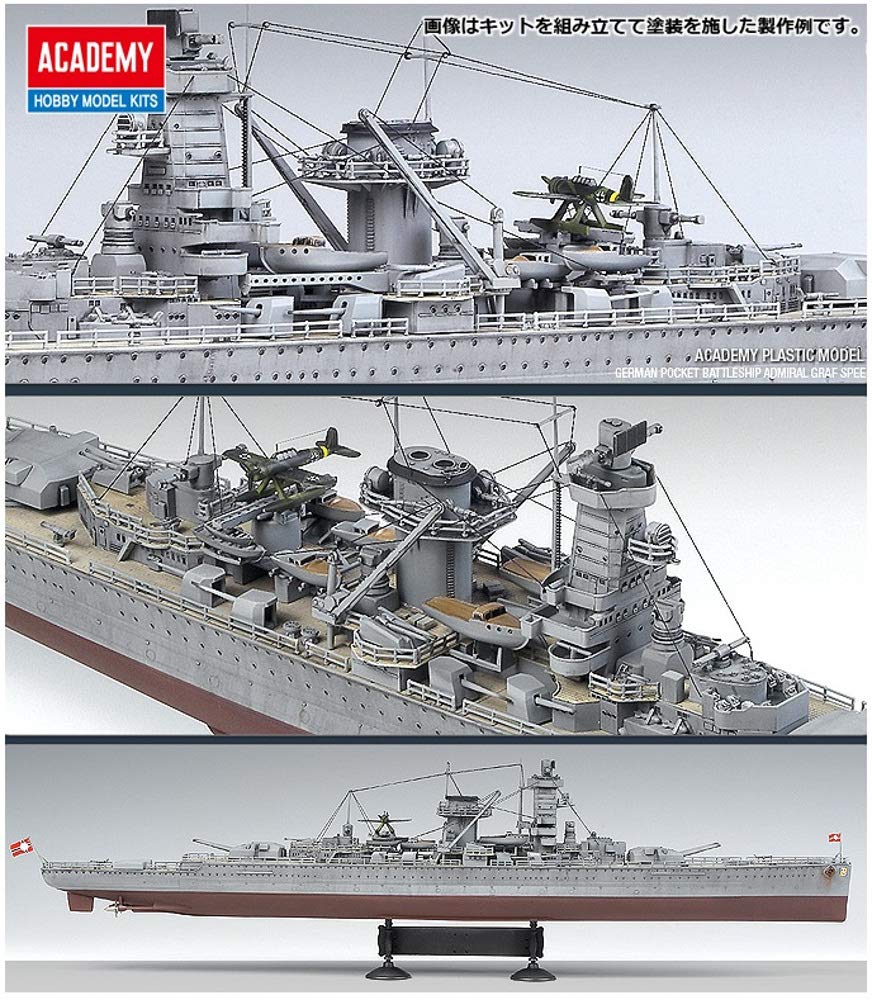 Academy Admiral Graf Spee 1/350 Modelo de Navio com Base e Placa