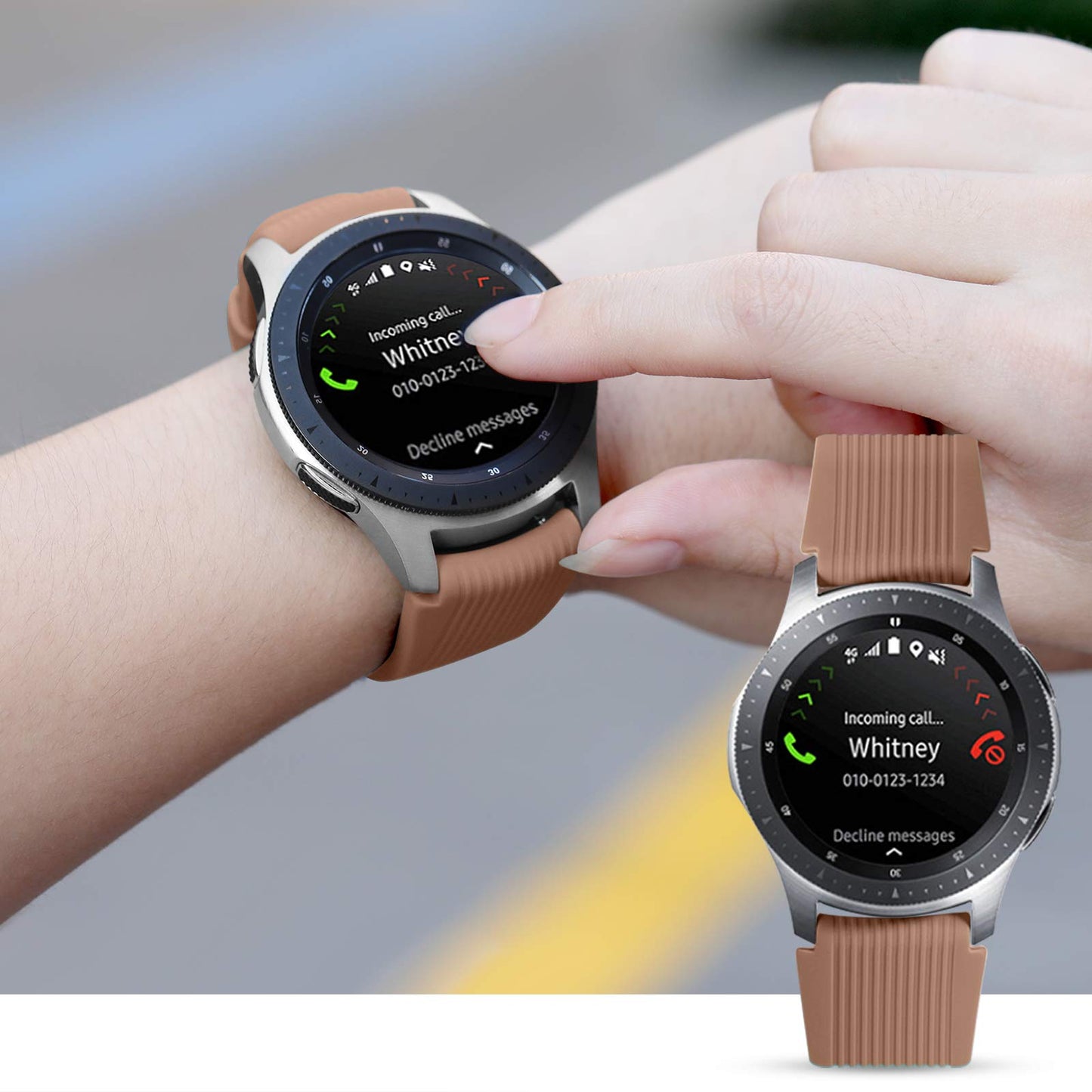 Lerobo Pulseiras Silicone Compatíveis com Galaxy Watch 3/46mm (Preto/Marrom)