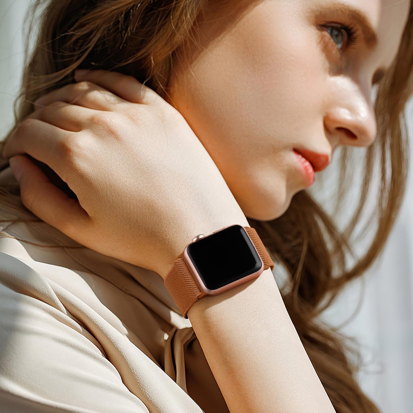 Lerobo Pulseira Trançada Nylon p/ Apple Watch 38-49mm (Caramelo)