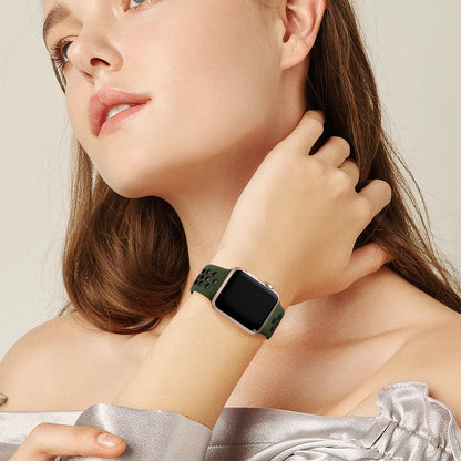 Lerobo Pulseira Silicone Compatível com Apple Watch Ultra 49mm (Verde Exército/Preto)