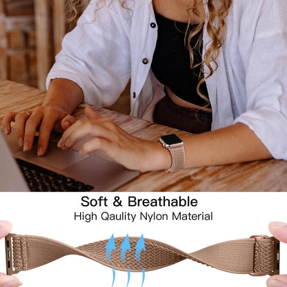 Lerobo Pulseira Elástica de Nylon Compatível com Apple Watch (Milktea)