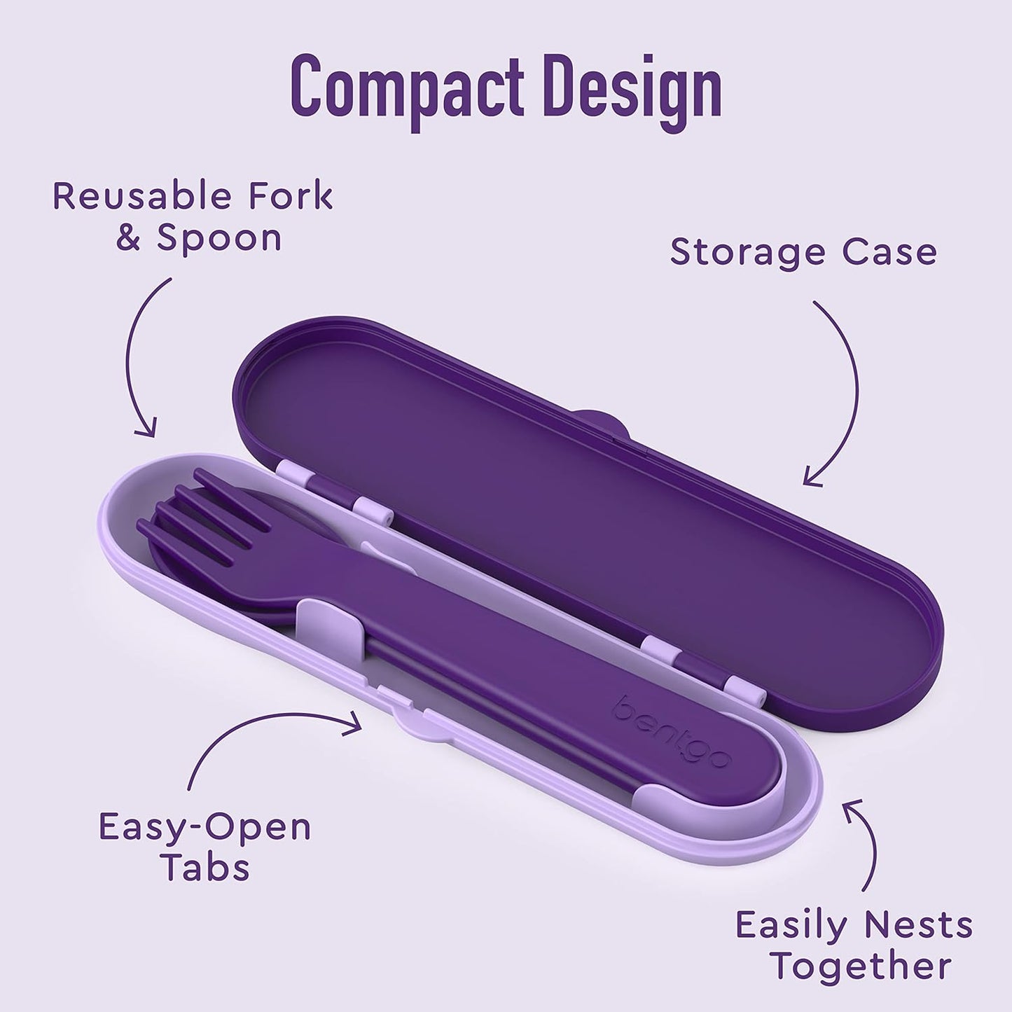 Bentgo Conjunto de utensílios infantis de plástico roxo