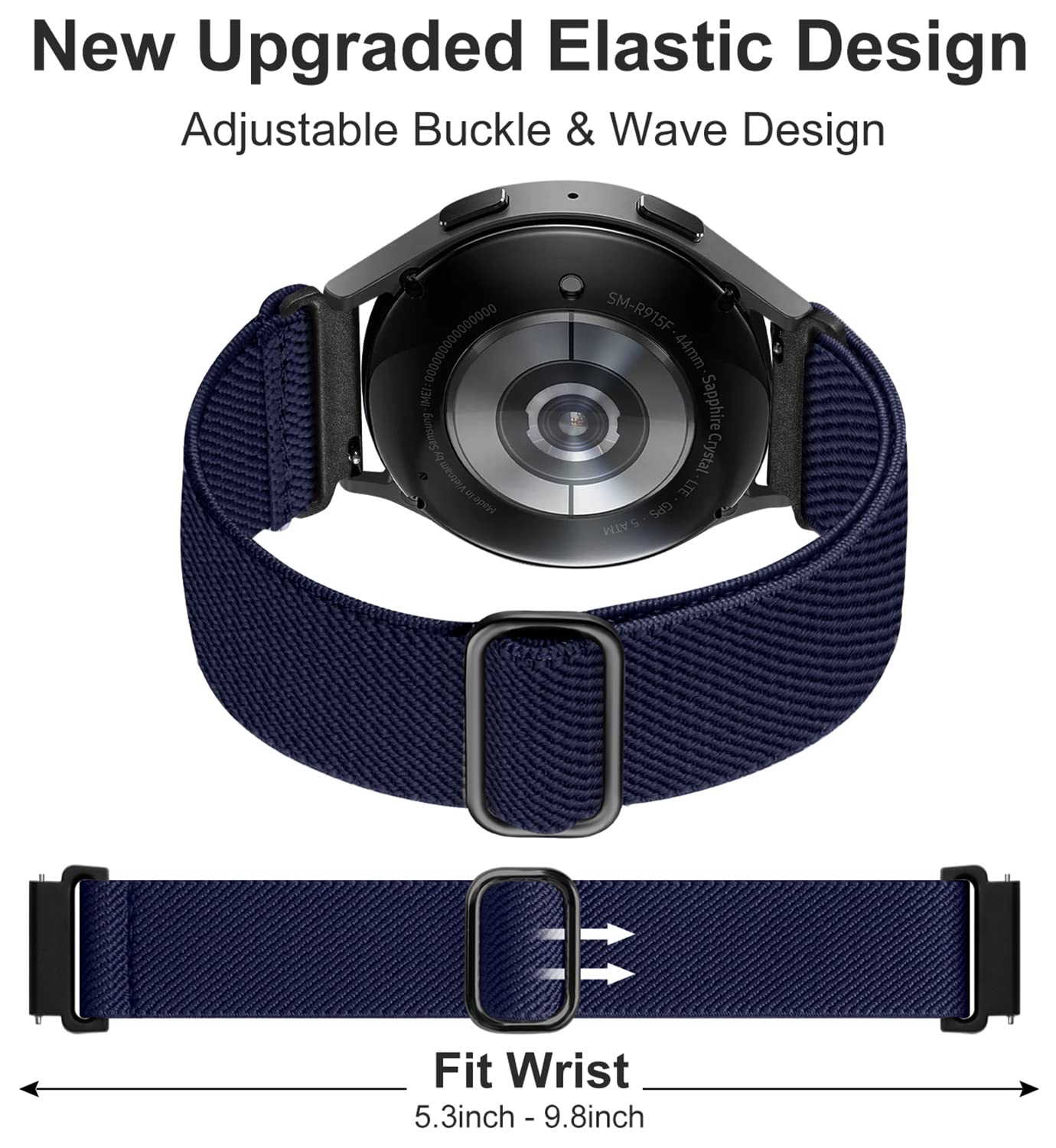 Lerobo 3 Pulseiras Elásticas para Samsung Galaxy Watch 7 6 5 4 (Preto, Azul Meia-Noite, Cinza Escuro)
