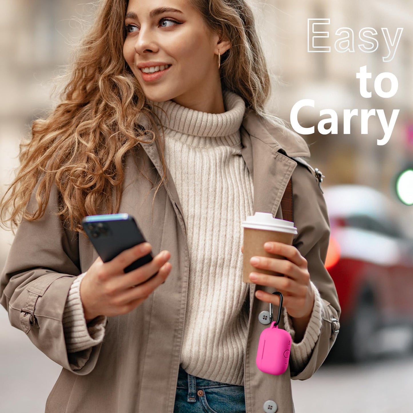 Lerobo Capa c/ Mosquetão p/ AirPods Pro 2/1 Geração (Rosa Pink)