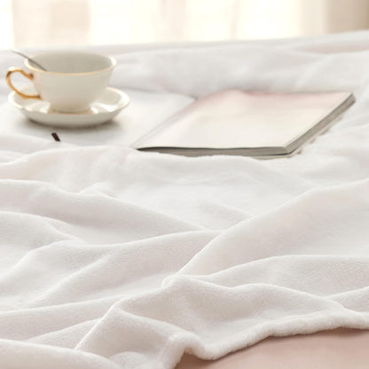 Bedsure Cobertor de lã Queen branco  macio leve plush