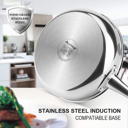 Duxtop Panela Sauté Tri-Ply Inox com Tampa, 3 Qt, Compatível com Indução