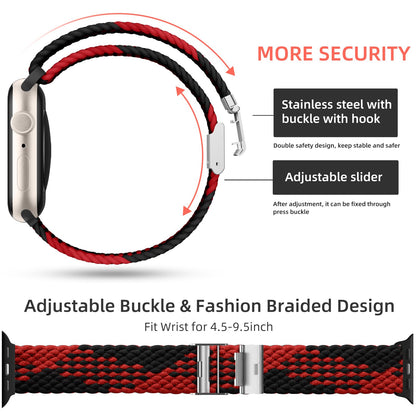 Lerobo 2 Pulseiras Nylon Apple Watch (Preto/Preto Vermelho)