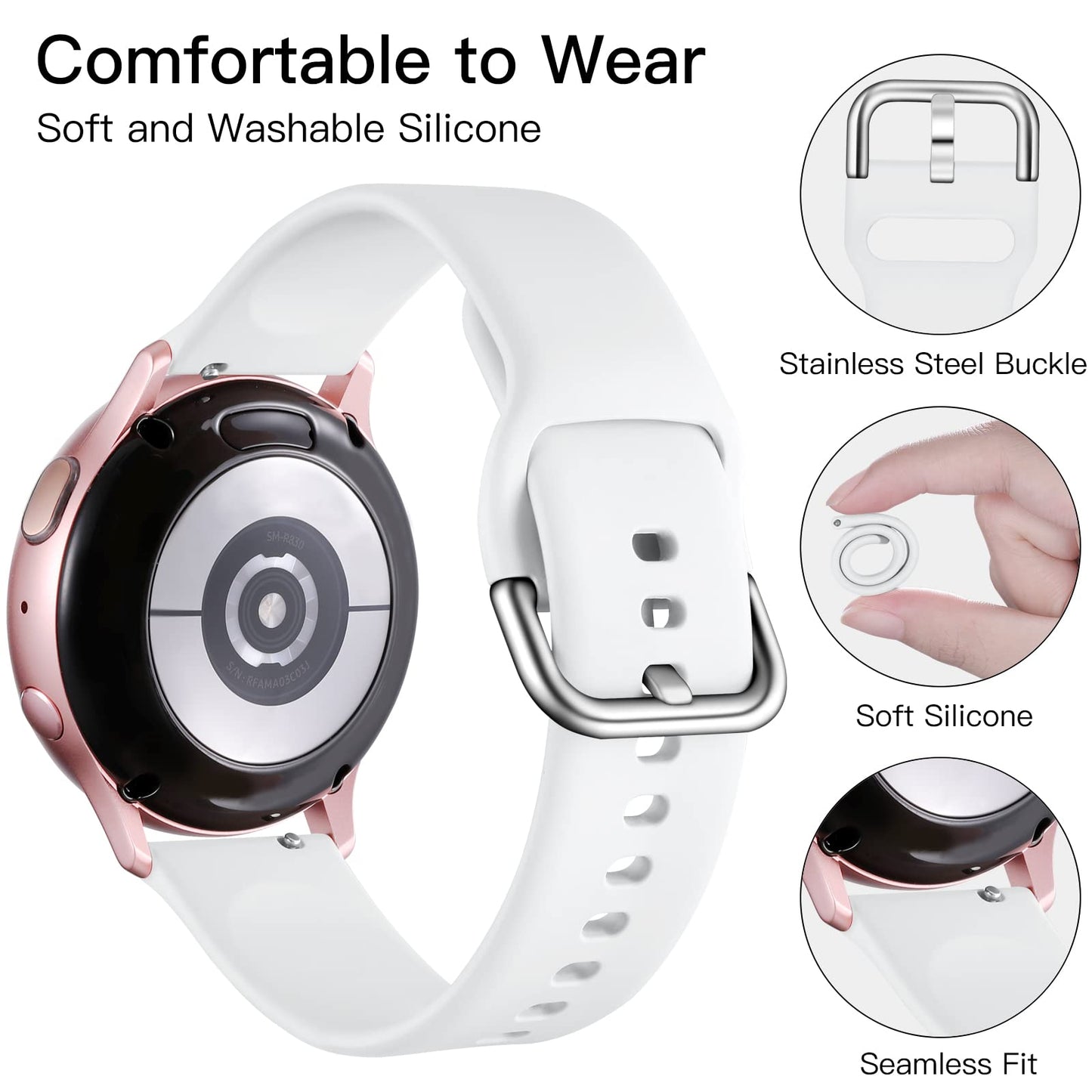 Lerobo 6 Pulseiras 20mm Silicone Compatível com Samsung Galaxy Watch (6 Cores)