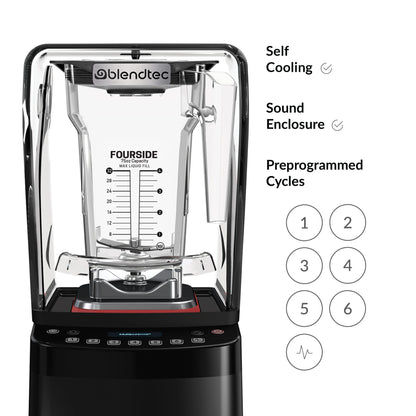 Liquidificador Blendtec Stealth X 885 com Jarra FourSide e Enclosure (Preto)