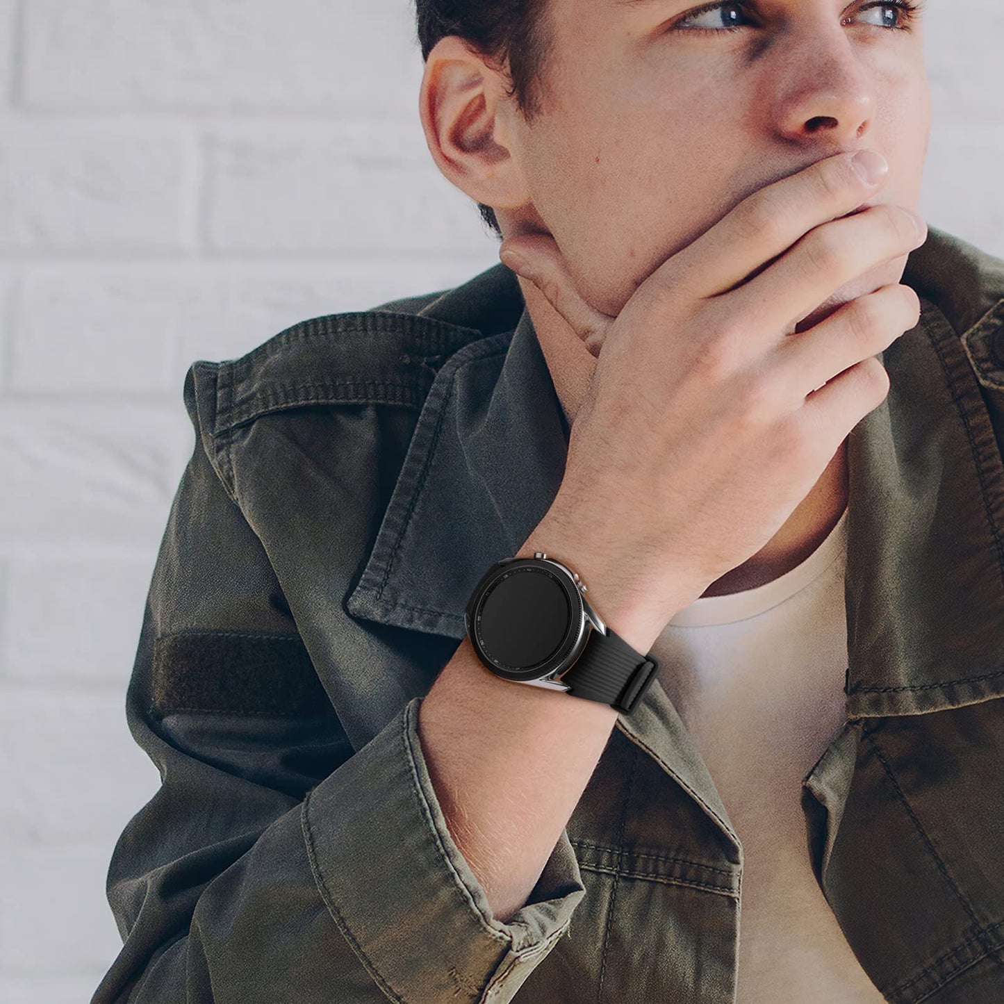 Lerobo Pulseiras para Samsung Galaxy Watch 3/46mm (Preto/Azul Marinho)