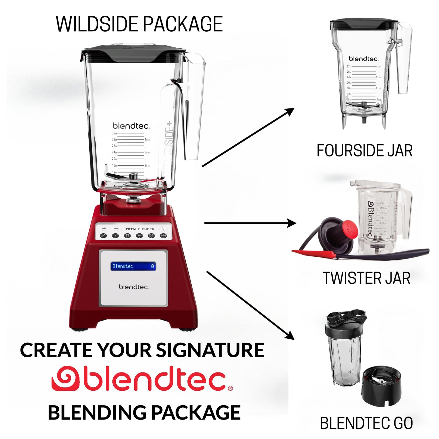 Liquidificador Blendtec Total Classic com Jarra WildSide+ 2,6L (Vermelho)