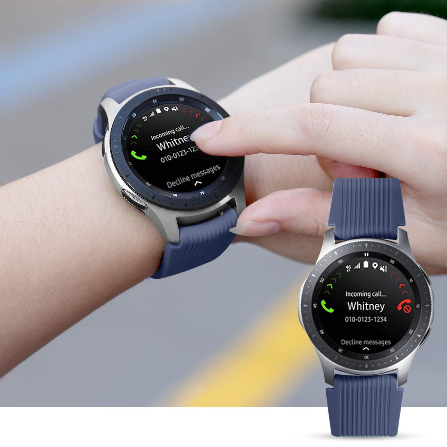 Lerobo 2 Pack Pulseiras Silicone 22mm p/ Galaxy Watch 3 45mm (Azul Marinho/Oceano)