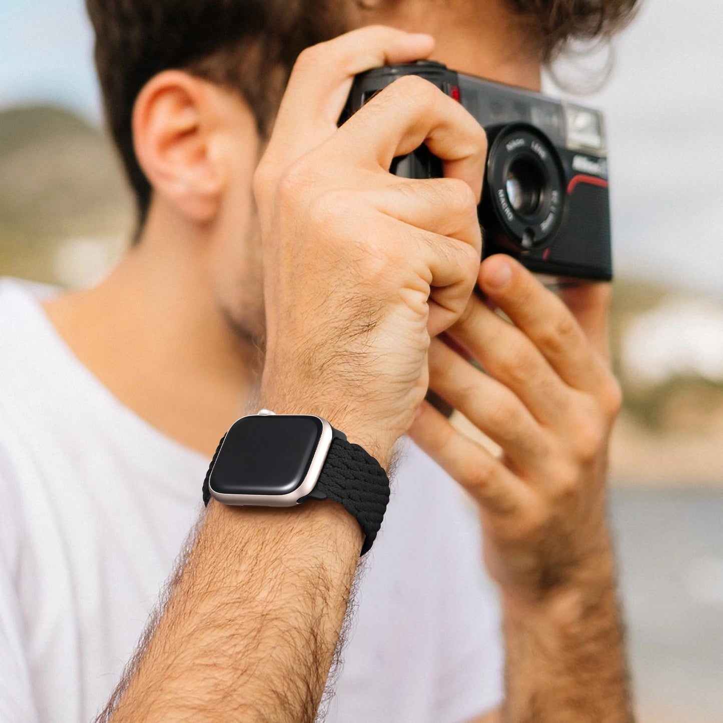 Lerobo 2 Pack Pulseiras Trançadas de Nylon para Apple Watch, 38-49mm (Black/Camouflage)
