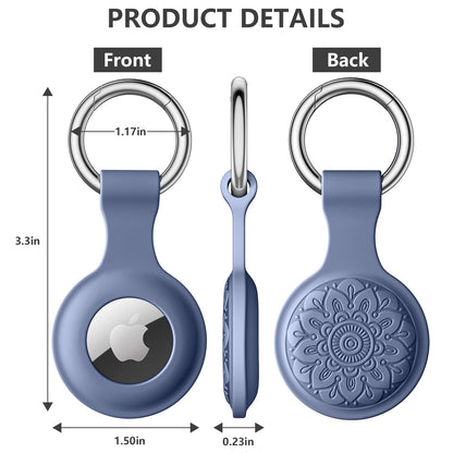 Lerobo Suporte Floral para AirTag com Chaveiro 4 Peças (Preto/Lilás/Verde Pinho/Azul Meia-Noite)