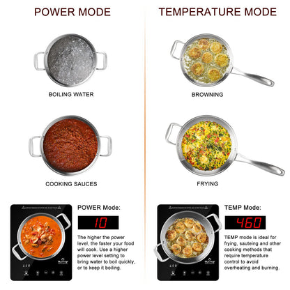 Duxtop Cooktop de Indução 1800W, Portátil e Embutido com Timer e Trava
