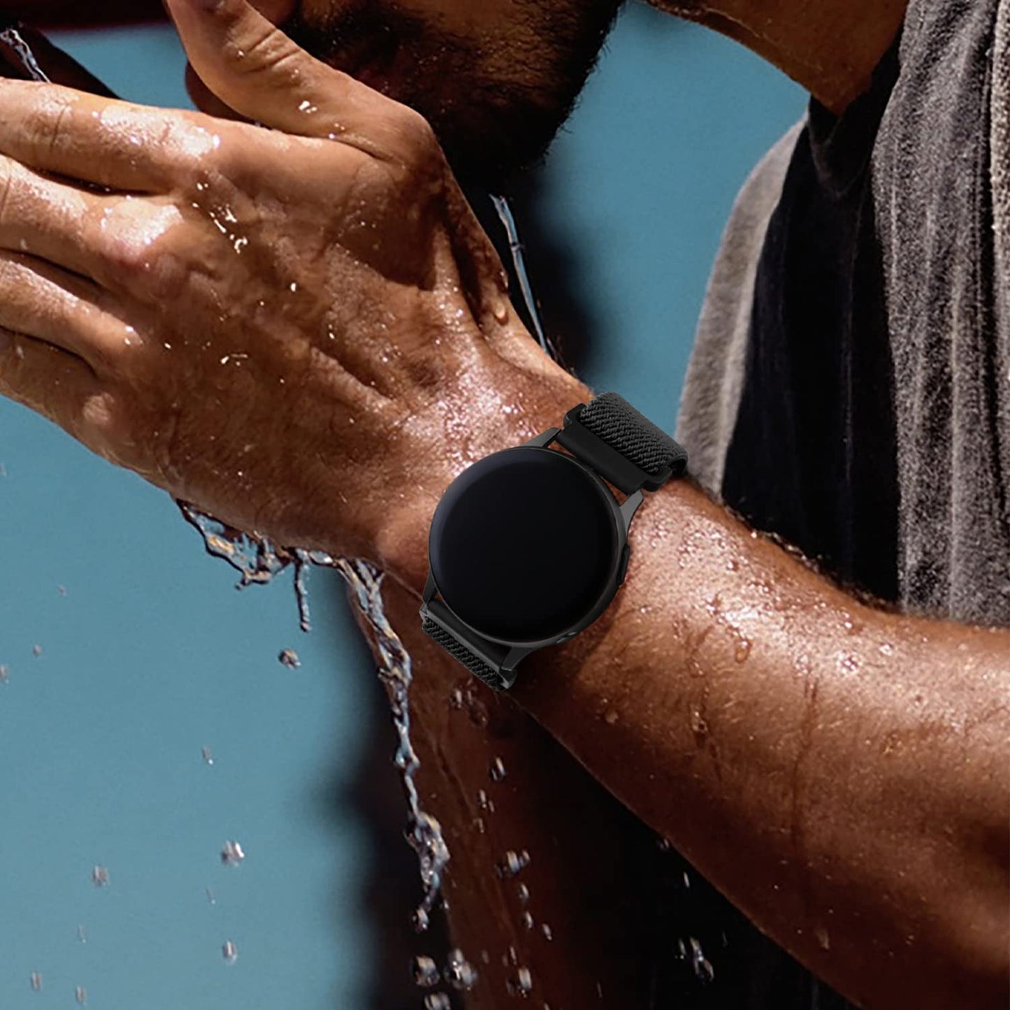 Lerobo 3 Pulseiras Elásticas para Samsung Galaxy Watch 7 6 5 4 (Preto, Azul Meia-Noite, Cinza Escuro)