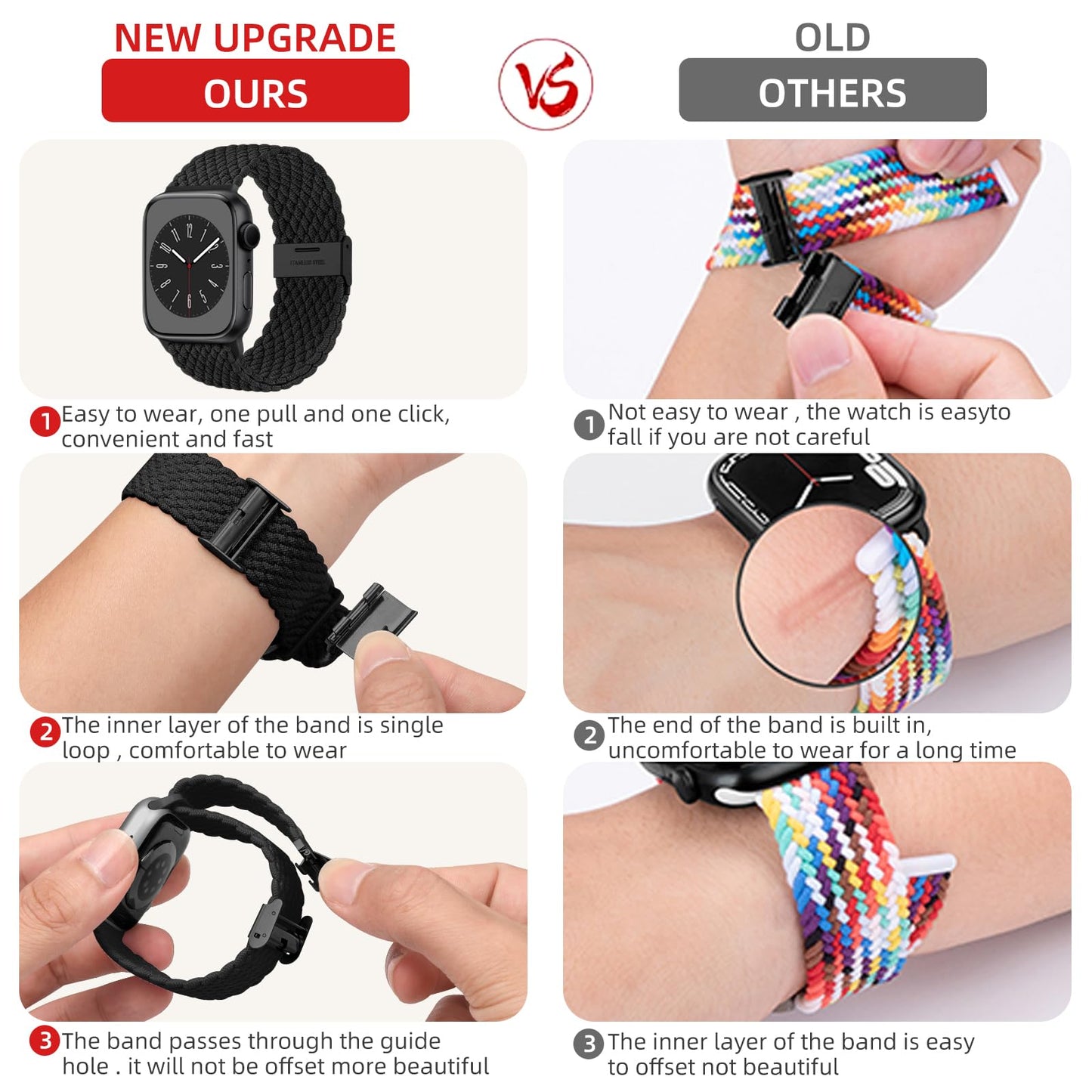 Lerobo 2 Pack Pulseiras Trançadas de Nylon para Apple Watch, 38-49mm (Black/Camouflage)