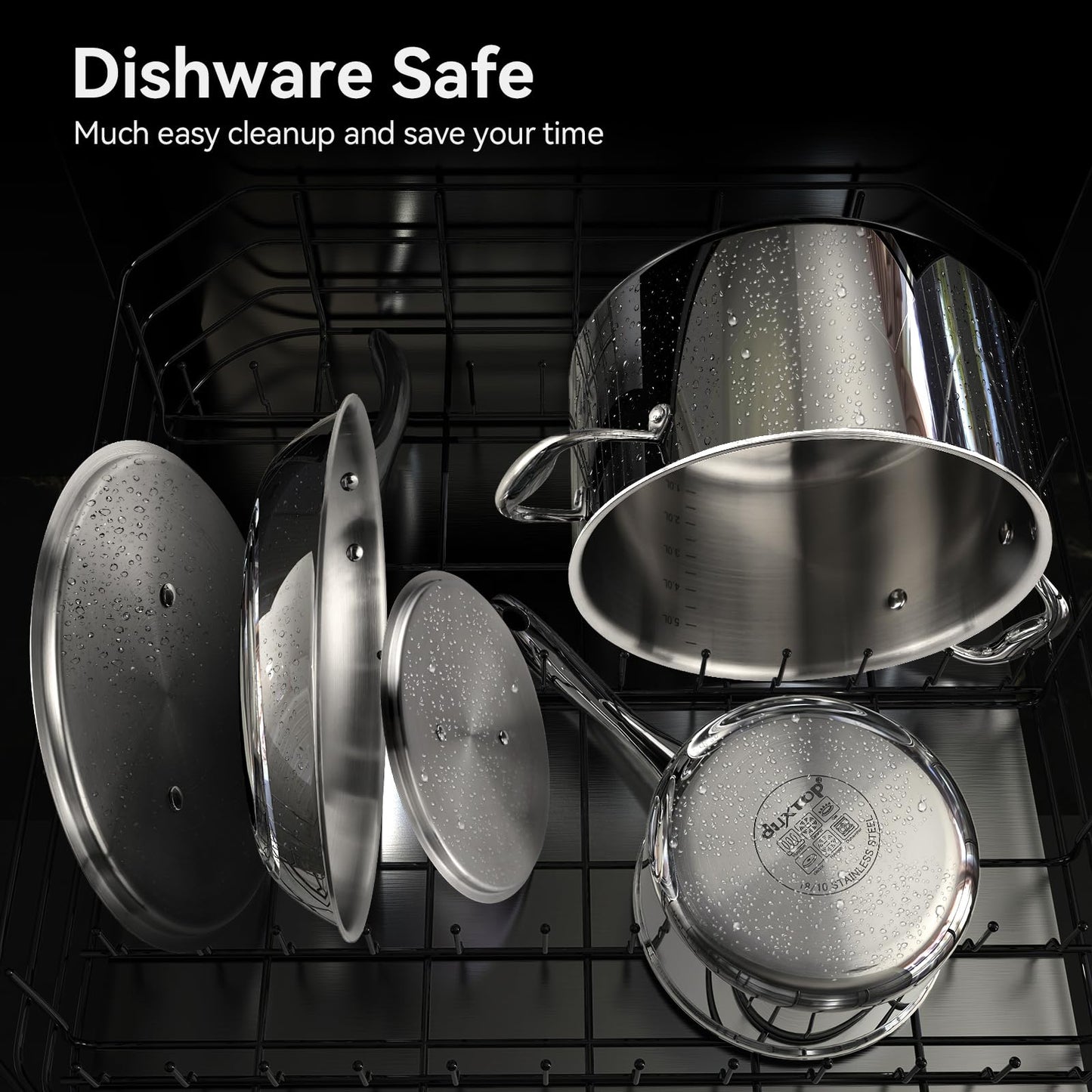 Duxtop Conjunto de Panelas Tri-Ply Inox 9PC para Indução (Aço Inox)