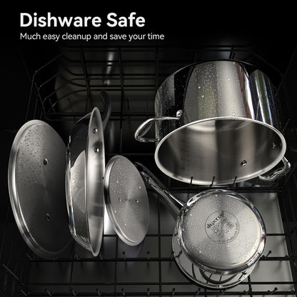Duxtop Conjunto de Panelas Tri-Ply Inox 9PC para Indução (Aço Inox)