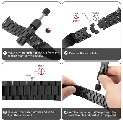 Lerobo Pulseira Aço Inoxidável p/ Apple Watch + 2 Capas (Preto)