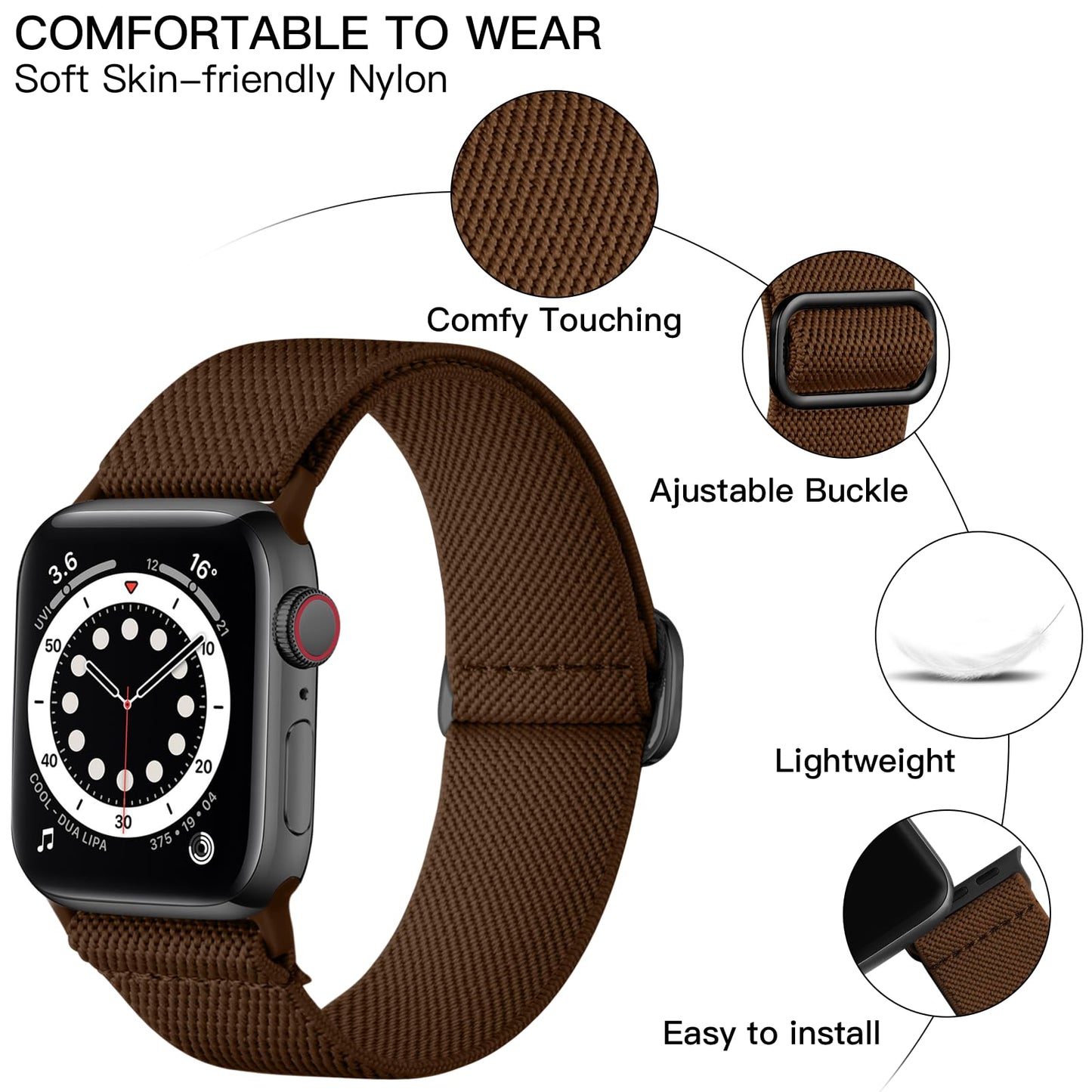 Lerobo Pulseira Trançada Compatível com Apple Watch (Marrom)
