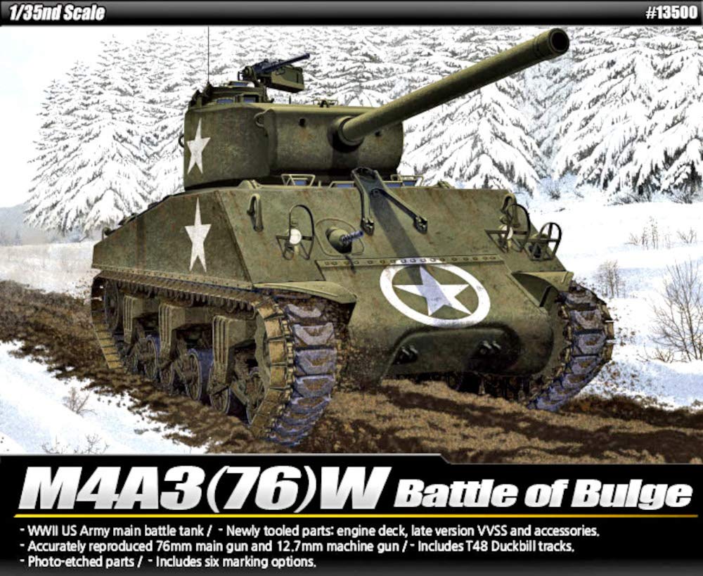 Academy M4A3 76mm US Army Battle of the Bulge 1/35 - Kit de Montagem