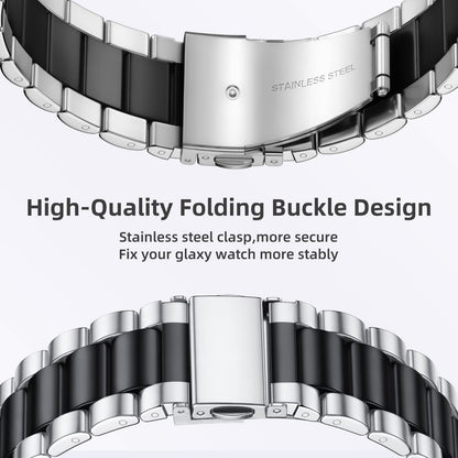Lerobo Pulseira de Aço Inoxidável para Samsung Galaxy Watch 4/5/6/7 (Preto/Prata)