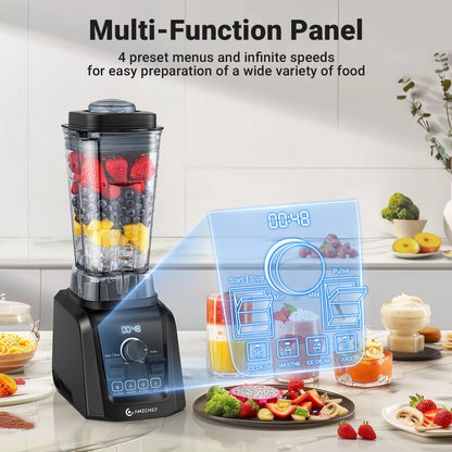 Amzchef Liquidificador 1200W com 4 Menus e Velocidade Variável (Preto)