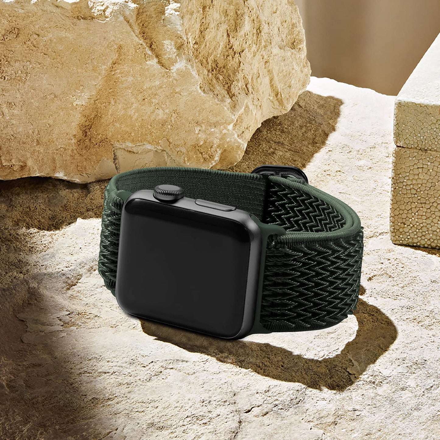 Lerobo Pulseira Elástica Nylon Compatível com Apple Watch 38mm-49mm (Verde)