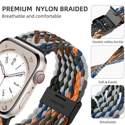 Lerobo 2 Pack Pulseiras Trançadas de Nylon para Apple Watch, 38-49mm (Black/Camouflage)