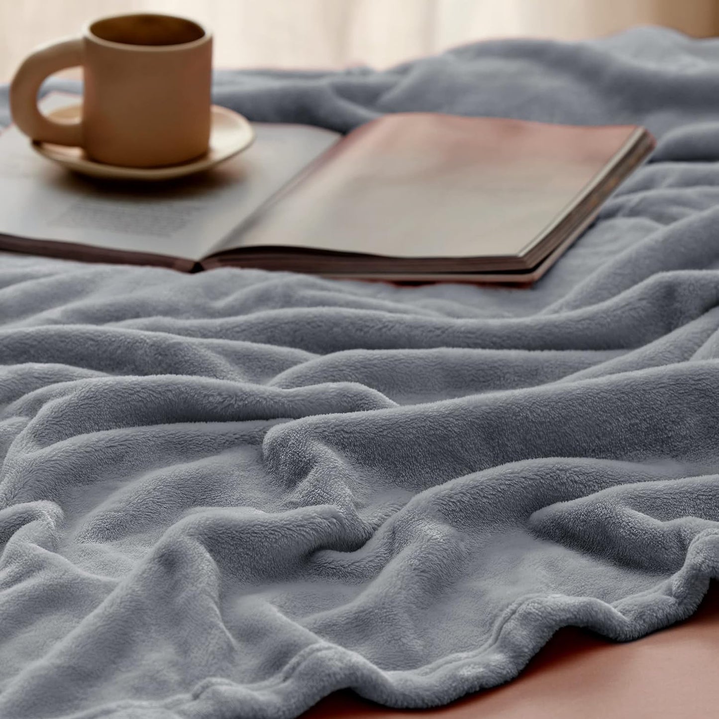 Bedsure Cobertores de lã tamanho duplo cinza - 300GSM leve