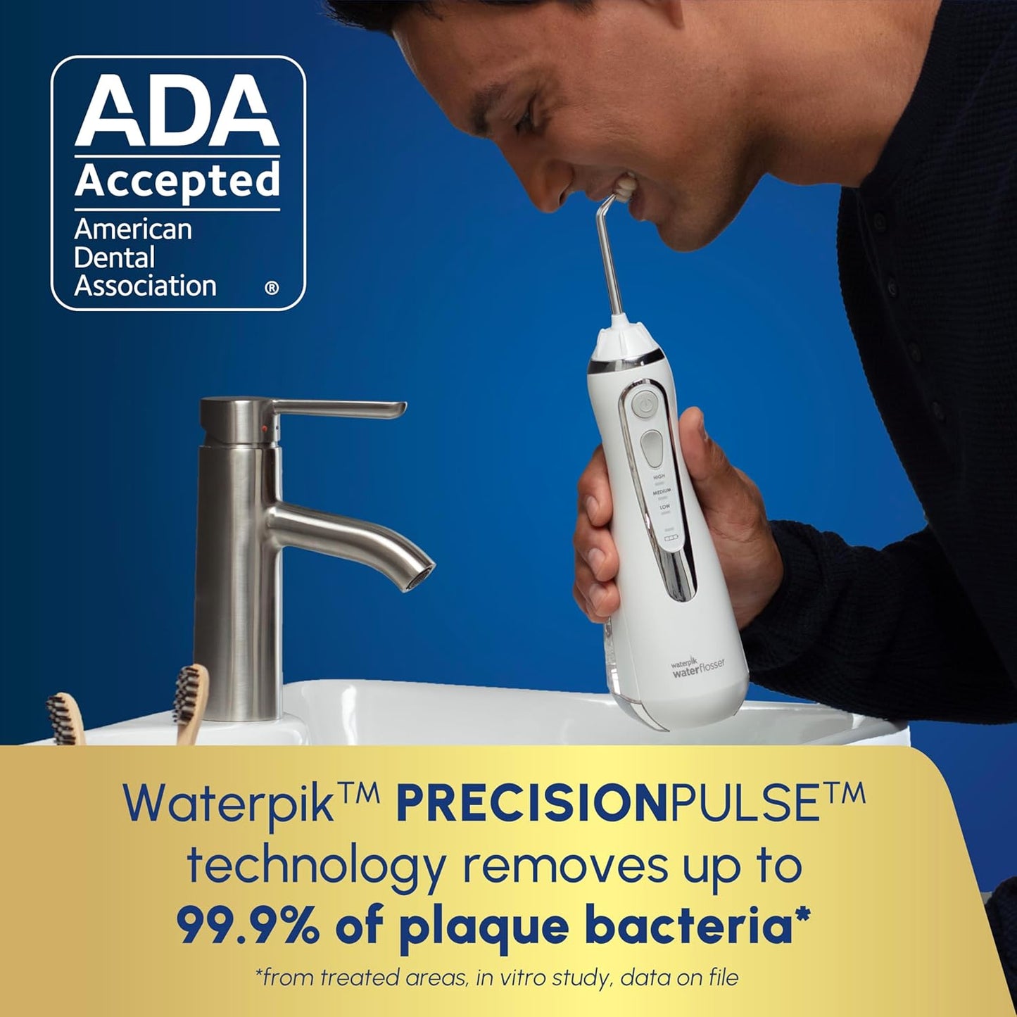 Waterpik Flossador Avançado Sem Fio WP-580, 4 Pontas, Recarregável (Branco)