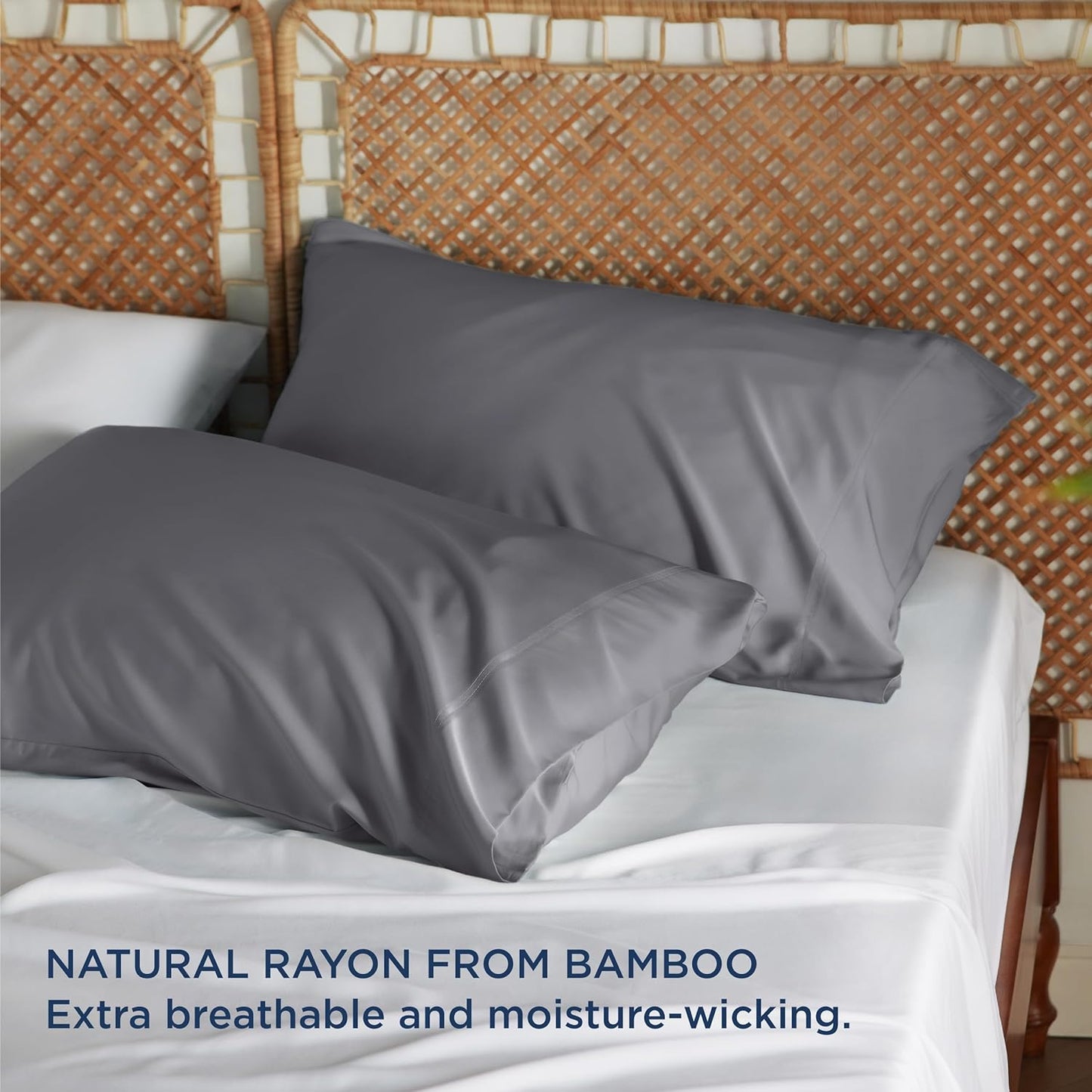 Bedsure Conjunto de 2 fronhas King Size, rayon