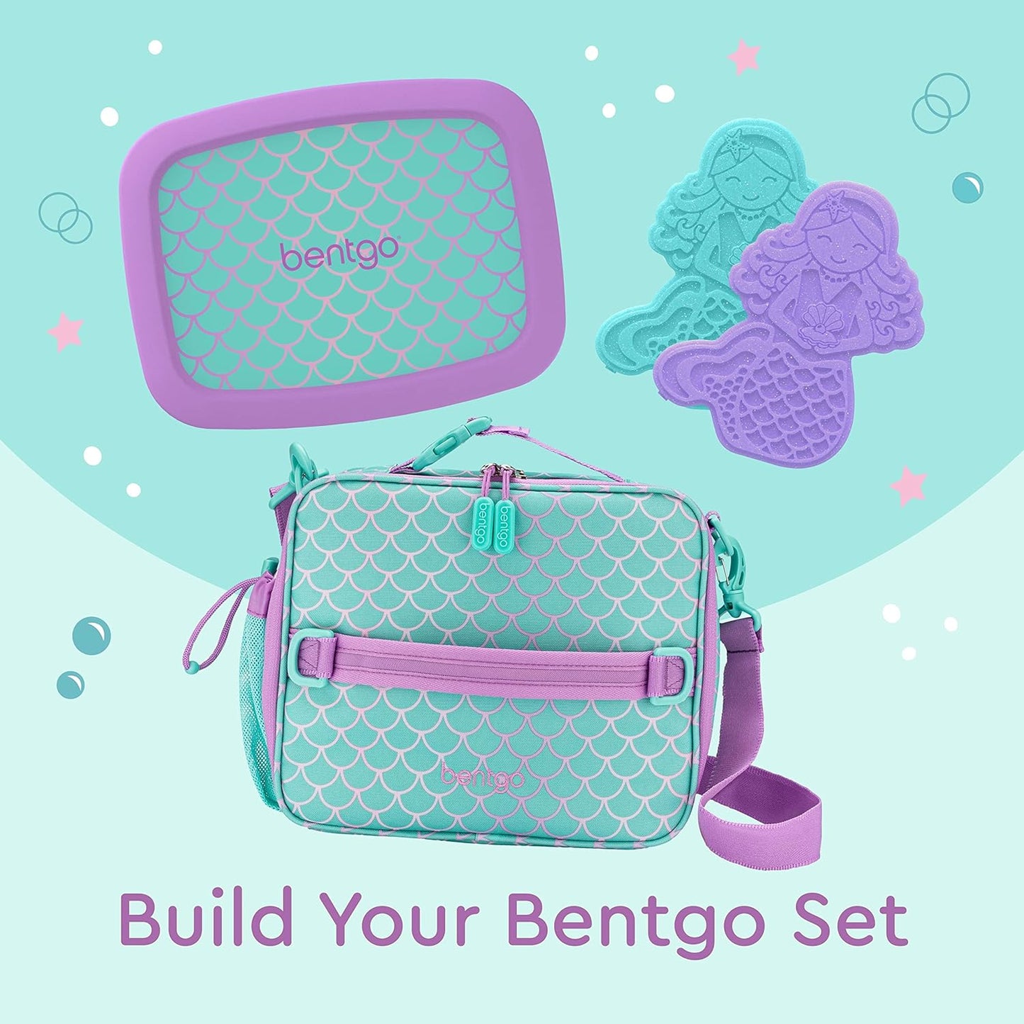 Bentgo Bolsas de gelo para lancheiras kit com 4 - Sereias