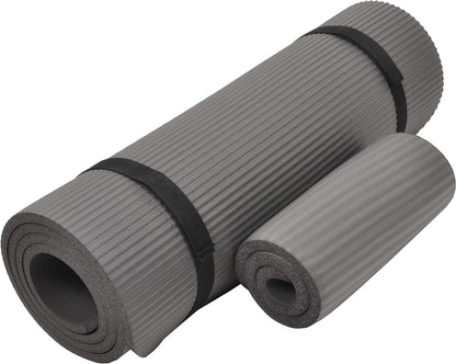 BalanceFrom Tapete de ioga Go Yoga 180 x 61 x 1,27 cm cinza