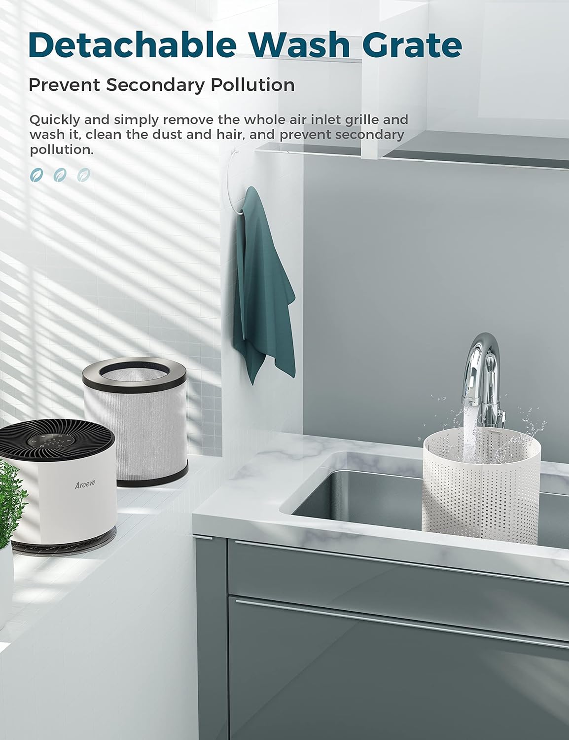 AROEVE Purificadores de ar para casa grande CADR 220m³/h H