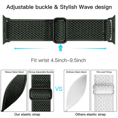 Lerobo Pulseira Elástica Nylon Compatível com Apple Watch 38mm-49mm (Verde)